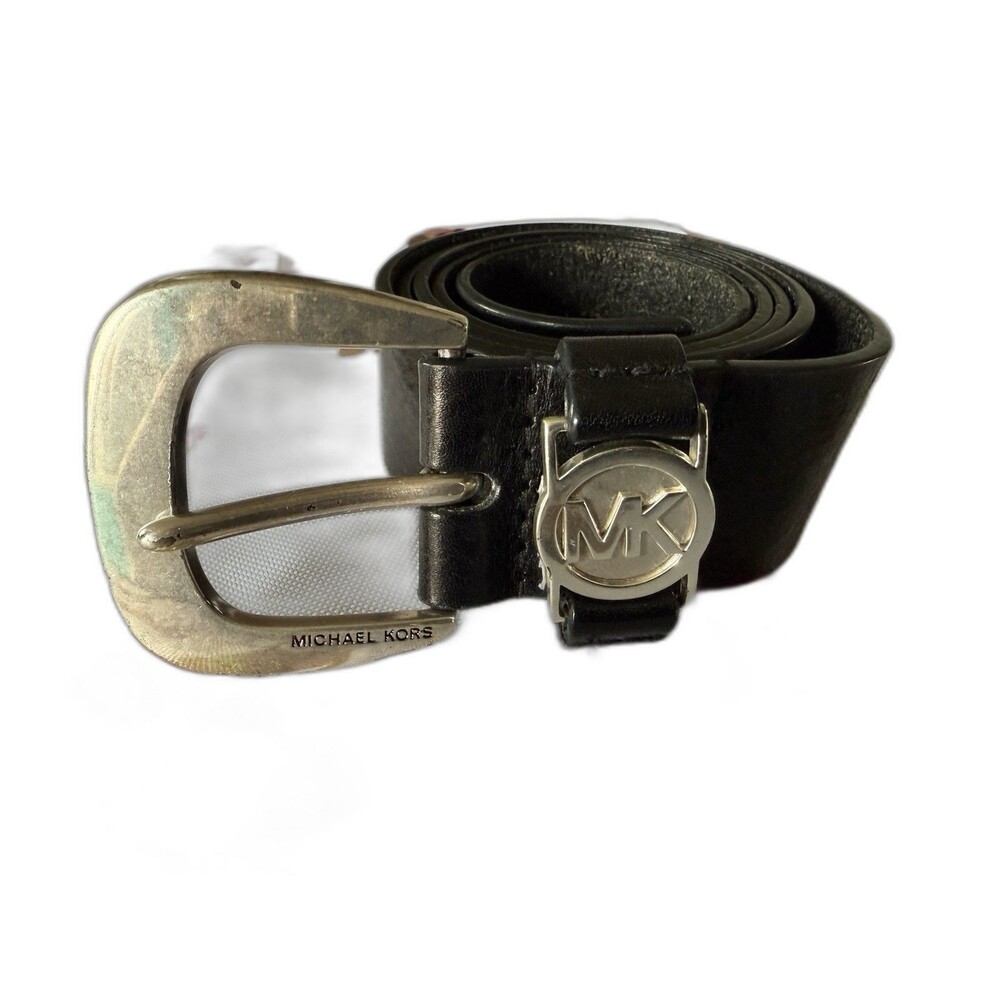 Michael Kors Vintage Black Pebbled Leather Belt XL (38-42) large LOGO